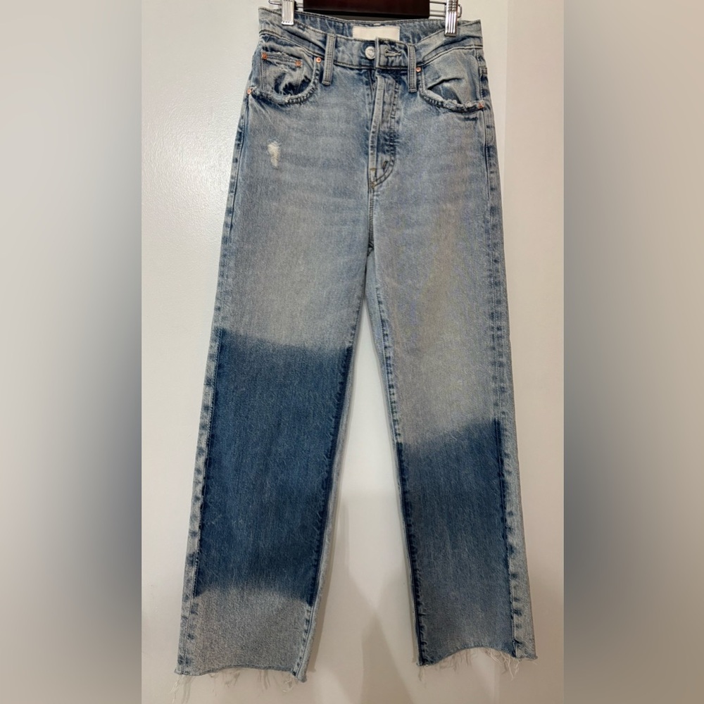 MOTHER Rambler Women Ankle Cropped Fray Distressed Cotton Denim Jeans Size 24